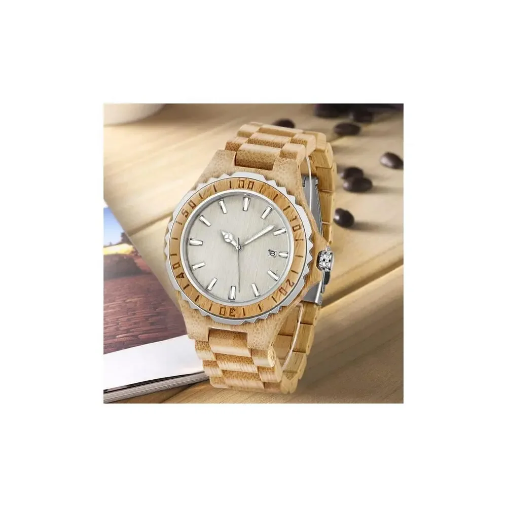 Tiong Brand Wooden Watches Mens with Handmade Colorful Bamboo Wood Watch Analog